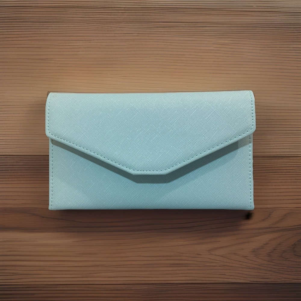 Zoppen Pastel Blue Trifold‎ Travel Wallet RFID Organizer ID Card Holder Snap